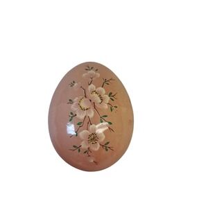 Vintage Decorative Alabaster Egg Made In Italy Pink With Flowers